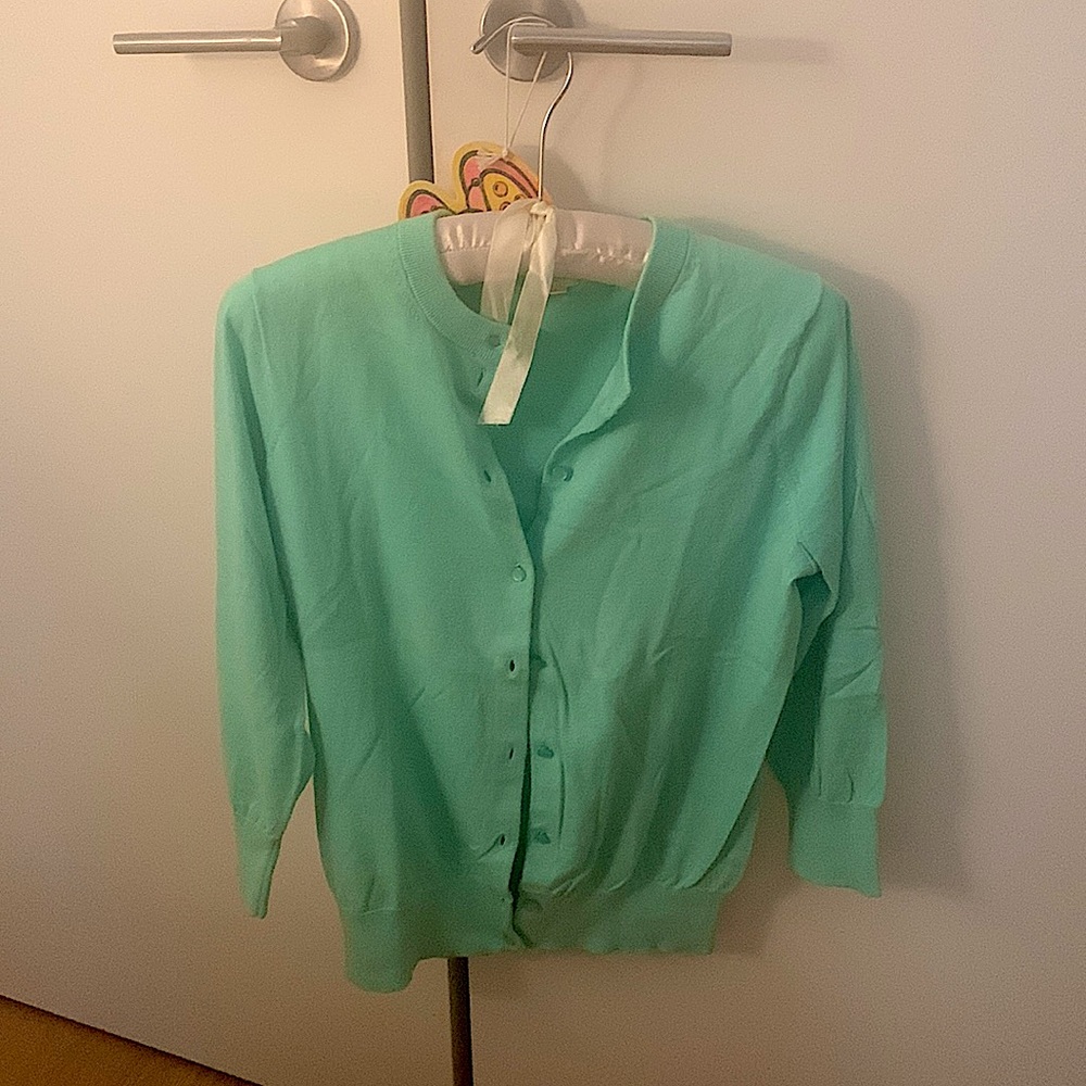 J CREW mint green cardigan